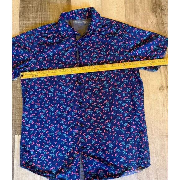 AIRWALK Casual Shirt Mens Med Blue Cherry Print Short Sleeve Collared Button - Picture 5 of 5